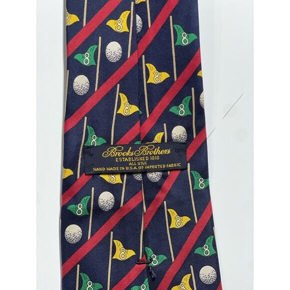 Brooks Brothers 100% Silk Tie Golf Business Casual Preppy Men's Handmade In USA - Picture 3 of 9
